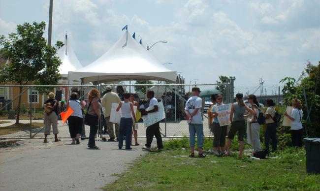 gathering outside th...