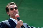 San Francisco Mayor Gavin Newsom rides the big wave