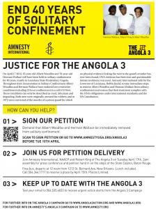 Today Amnesty International will Deliver Angola 3 Petition to Gov. Jindal